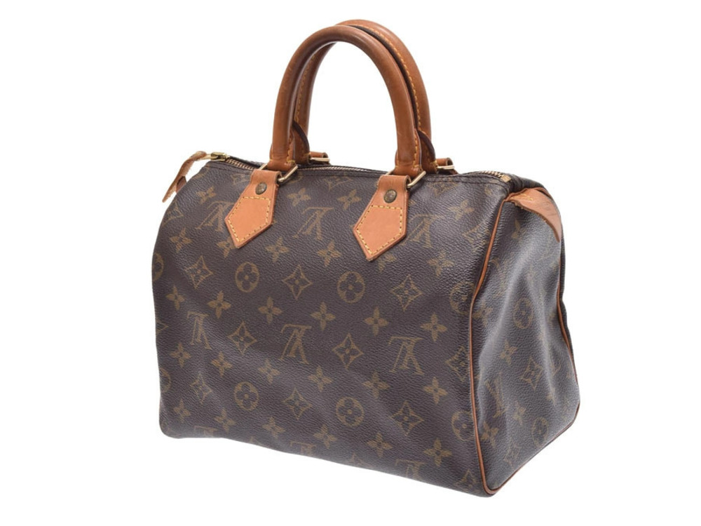 Louis Vuitton Monogram Leather Handbag Brown C Speedy Brown